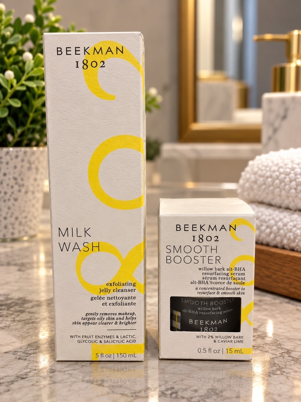 Beekman 1802 Smooth Skin Set - Milk Wash 5oz & Willow Bark Serum 0.5oz New